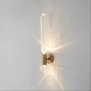 Модерни led стъклени стенни осветителни тела за хол, спалня, ресторант, монтиран на стената лампа от златист метал, стенни лампи, лампа за домашен интериор в стил loft