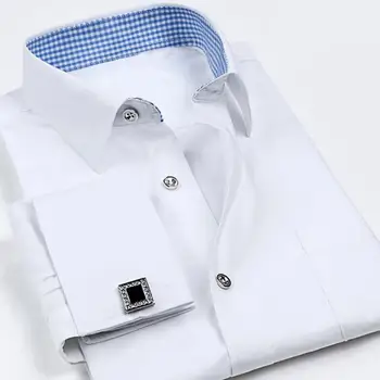Мъжка риза свободно намаляване в бизнес стил мъжка риза с отложным яка, однобортный дизайн, родословни обици във френски стил за мъже