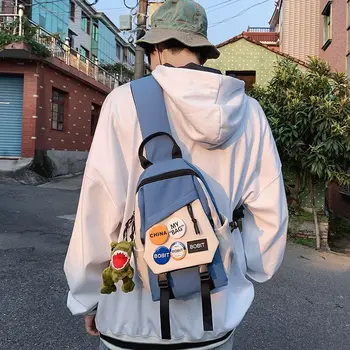 Мъжка чанта през рамо Ins, модни малка чанта през рамо, всекидневни студентски мъжки раница, Японската голямата голям Корейски модерна чанта на гърдите