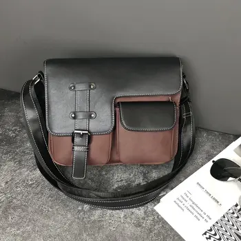 Мъжка чанта през рамо с матова повърхност, блясък, мода и многопластова износостойкая чанта-месинджър, ежедневна чанта през рамо с видоизменени обкова, мъжка чанта през рамо