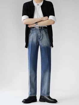 Мъжки директни дънкови панталони с класификация, мъжки дънки с висока талия, широки панталони, мъжки ежедневни Корейски модерни панталони на по-високо качество D22