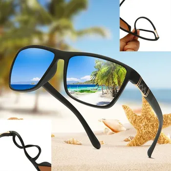 Мъжки слънчеви очила на Polaroid за риболов, квадратни Tr90, Гъвкави гумени Квадратни слънчеви очила за шофиране, Поляризирани слънчеви очила за жени UV400