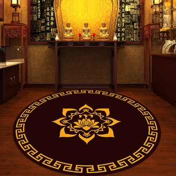 На килима в залата на Буда, гарнирани с домашен модел на Lotus, Килим за медитация, Буда, подложка за домашна молитва в дзен храм, Лотос, Буда