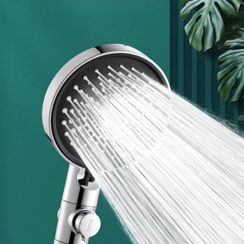 Накрайник за душ с високо налягане, Спестявайки вода, 6-стъпка душ с плат, Регулируема дюза за душ с голям панел, Аксесоари за баня