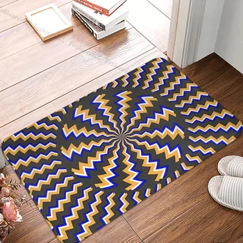 Нескользящий мат Illusion Синьо-жълто килимче за баня, кухненски мат, Добре дошли килим с фланелевым модел, декор