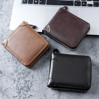 Нов бизнес мъжки кратък чантата си, мултифункционален Класически мъжки портфейл с щипка за монети на няколко карти