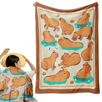 Одеало-Капибара Лесно Флисовое Пушистое одеяло S Леко Флисовое Пушистое одеяло S Супер Меки топли Фланелен пелерини Capybara