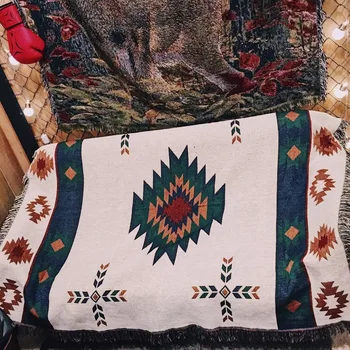 Оригинално геометрично богемное покривка за дивана в племенно етнически стил, постилка за легло, луксозно диванное кърпа, гобеленовый килим