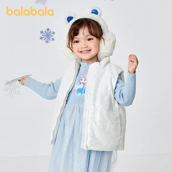 Палта за момичета Balabala за деца 2023, есенно-зимна жилетка, топло модерен чист червена жилетка, на Удобен модерен жилетка