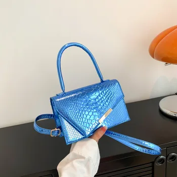 Персонални модни малка квадратна чанта Желязо Edge 2023 с нов крокодиловым модел, просто женствена чанта за пътуване до работа с едно рамо