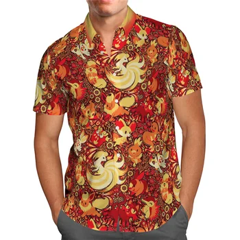 Плажната Хавайски лятна риза с 3D принтом в стила Аниме, риза с къс ръкав, градинска дрехи, Ежедневни ризата Оверсайз Camisa Homme