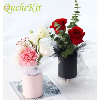 подарък кутия с мини-кръг, цвете размер 6x8 см, кофа за прегръдки, ваза за цветен опаковане на подаръци, венец ръчно изработени сватбени парти, Декорация на дома