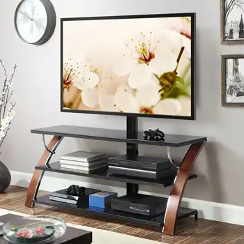 Поставка за телевизор BOUSSAC 3 в 1 с плоскоекранен телевизор за телевизори до 65 инча, кафяво-череша