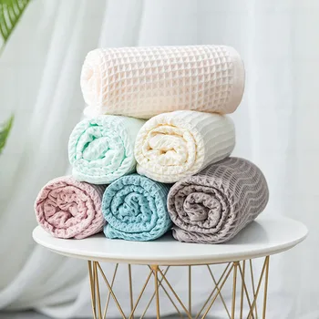 Просто тънката кърпи за баня с модел под формата на вафли, Удобно бързо впитывающееся кърпи за баня за душата