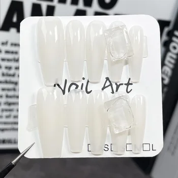 Професионални ноктите ръчно изработени MAGO с пълно покритие, прозрачни, бели, дълги Режийни ноктите за еднократна употреба