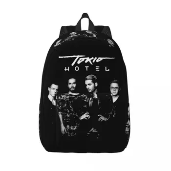 Раница Tokio Hotel Rock за мъже и жени, Юношеството Студентски Бизнес раница, холщовые чанти за немския колеж с джоб