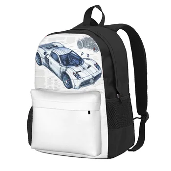 Раница за бърз спортен автомобил С рисунки в стил скица, раници в уличном стил, студентски ежедневни чанти за училище, Дизайнерска Мека раница