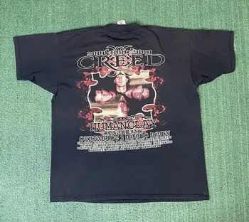 Реколта тениска с графично изображение на концерта Creed Human Clay, размер X-Large, двустранно, с дълги ръкави
