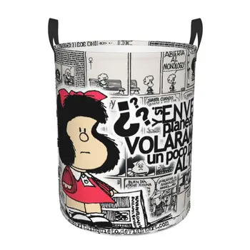 Сгъваема количка за бельо с анимационни герои Mafalda, кошница за съхранение на дрехи е с голям капацитет, детска кошница със стил аниме