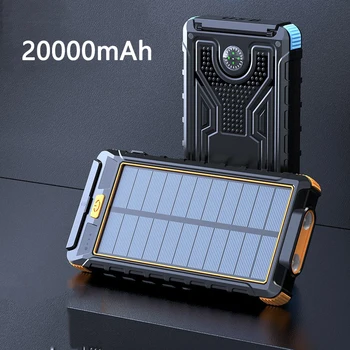 Слънчева батерия за смартфон Xiaomi Mi iPhone 15 14 13, бързо зареждане, повербанк, външно зарядно устройство за мобилен телефон 20000 ма