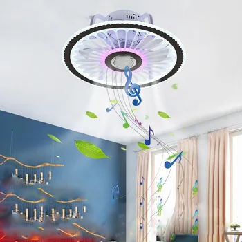 Съвременните вентилатори led RGB Buletooth Music, тавана лампа с дистанционно управление вентилатор + приложение 110V 220V Smart Fans