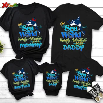 Тениска за семейна почивка 2023 По поръчка, риза за семейни почивки, Празненства семейно пътуване, Подходящо за семейството дрехи, Спомен риза Sea World