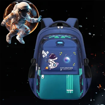 Училищни чанти за момчета, раница през рамо, Детска чанта за защита на гръбначния стълб, Лампа с Голям капацитет, Нов Астронавт, Водоустойчив Детски чанти
