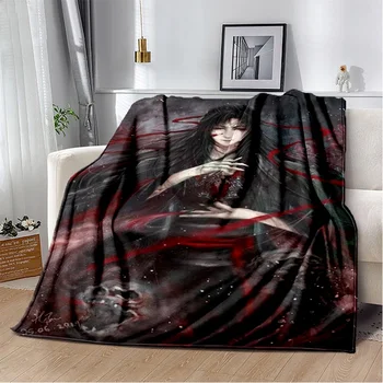 Фланела Аниме - Magic Founder, покривки за мека мебел за почивка в домашния офис, Многофункционално джобно топло одеяло за пътуване, подарочное одеяло