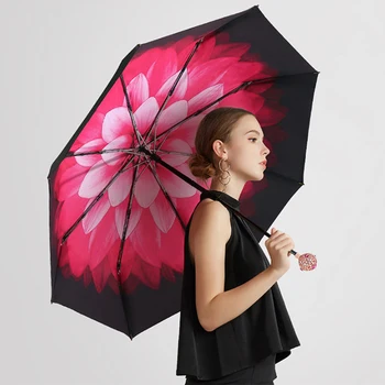 Цветен Чадър Ветрозащитный Двуслойни Слънцезащитен Дъждобран Sunny Преносим Творчески Чадър Луксозен Секси Жена Дизайнерски Чадър Parapluie